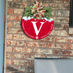 Silent Night Christmas Wreath - Family Name - Holiday Door Hanger - Festive Front Door Sign - Christmas Decor