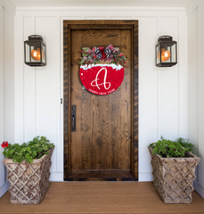 Silent Night Christmas Wreath - Floral Design - Family Name - Holiday Door Hanger - Festive Front Door Sign - Christmas Decor