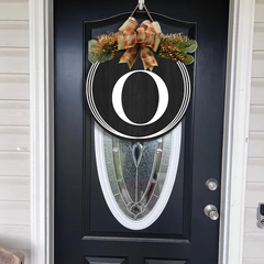 Personalized Door Wreath with Last Name Initial - Year-Round Front Door Decor - Custom Door Hanger - Housewarming Gift