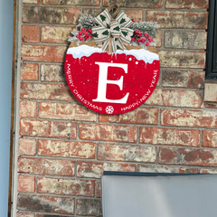 Silent Night Christmas Wreath - Family Name - Holiday Door Hanger - Festive Front Door Sign - Christmas Decor