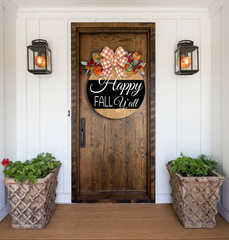 Happy Fall Y'all Door Wreath - Autumn Front Door Decor - Fall Door Hanger - Seasonal Welcome Sign