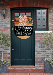 Happy Fall Y'all Door Wreath - Autumn Front Door Decor - Fall Door Hanger - Seasonal Welcome Sign