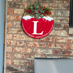 Silent Night Christmas Wreath - Family Name - Holiday Door Hanger - Festive Front Door Sign - Christmas Decor