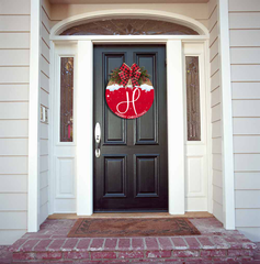 Silent Night Christmas Wreath - Floral Design - Family Name - Holiday Door Hanger - Festive Front Door Sign - Christmas Decor