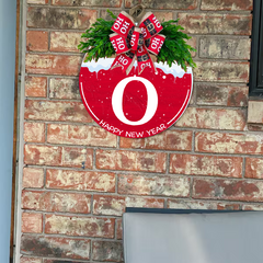 Silent Night Christmas Wreath - Family Name - Holiday Door Hanger - Festive Front Door Sign - Christmas Decor