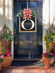 Personalized Welcome Sign with Last Name - Year-Round Front Door Decor - Custom Door Wreath and Hanger