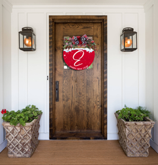 Silent Night Christmas Wreath - Floral Design - Family Name - Holiday Door Hanger - Festive Front Door Sign - Christmas Decor