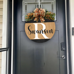 Custom Welcome Front Door Wreath - Personalized Family Name - Year-Round Door Hanger