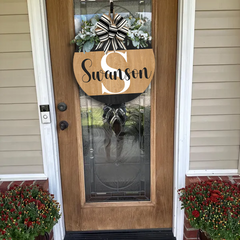 Custom Welcome Front Door Wreath - Personalized Family Name - Year-Round Door Hanger