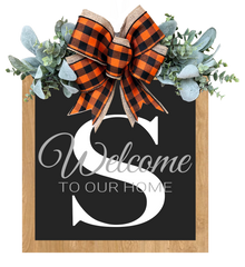 Personalized Welcome Sign with Last Name - Year-Round Front Door Decor - Custom Door Wreath and Hanger