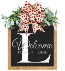 Personalized Welcome Sign with Last Name - Year-Round Front Door Decor - Custom Door Wreath and Hanger